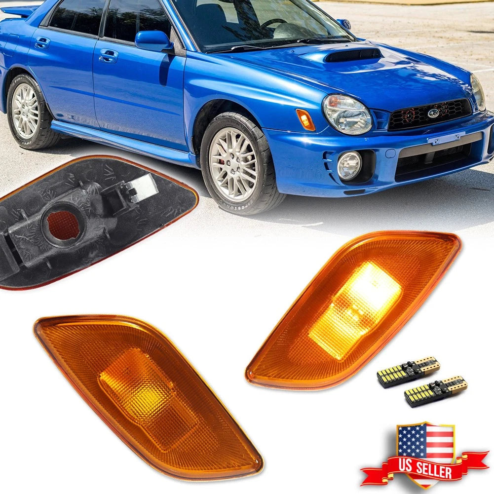 2X Amber Front Side Marker Lights with LED Bulbs for Subaru Impreza (2002–2003)