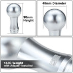 2-Piece 48mm Aluminum Silver Shift Knob w/Adapter for