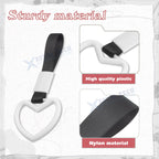 2x White Tsurikawa Handle Ring Heart Shaped Warning Decoration for Car (-)