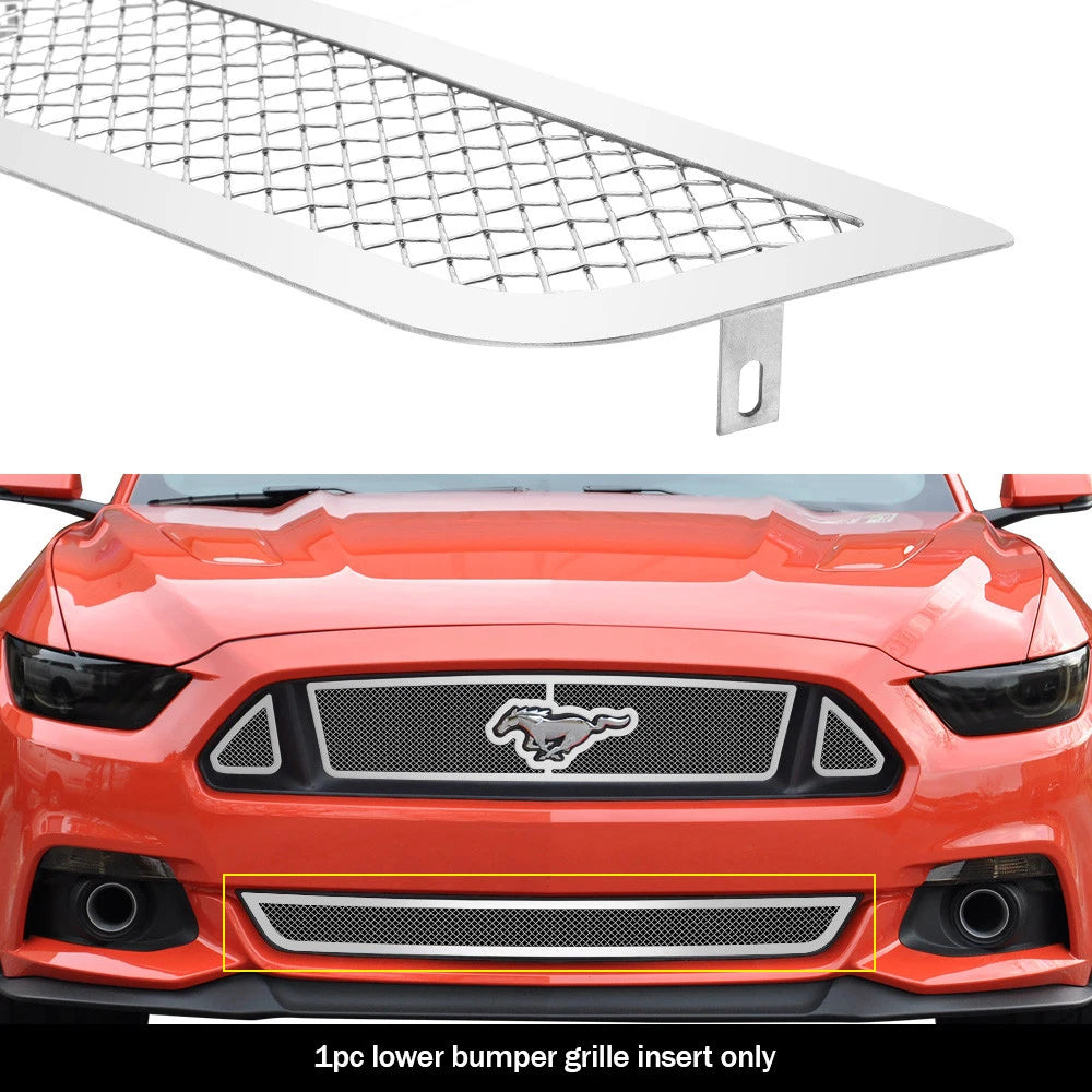 Stainless Chrome Mesh Grille Insert for Ford Mustang V8 GT (2015–2017)