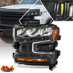 Left Side Headlight Lamp for Chevrolet Silverado 1500 (2019–2021) - Black Amber