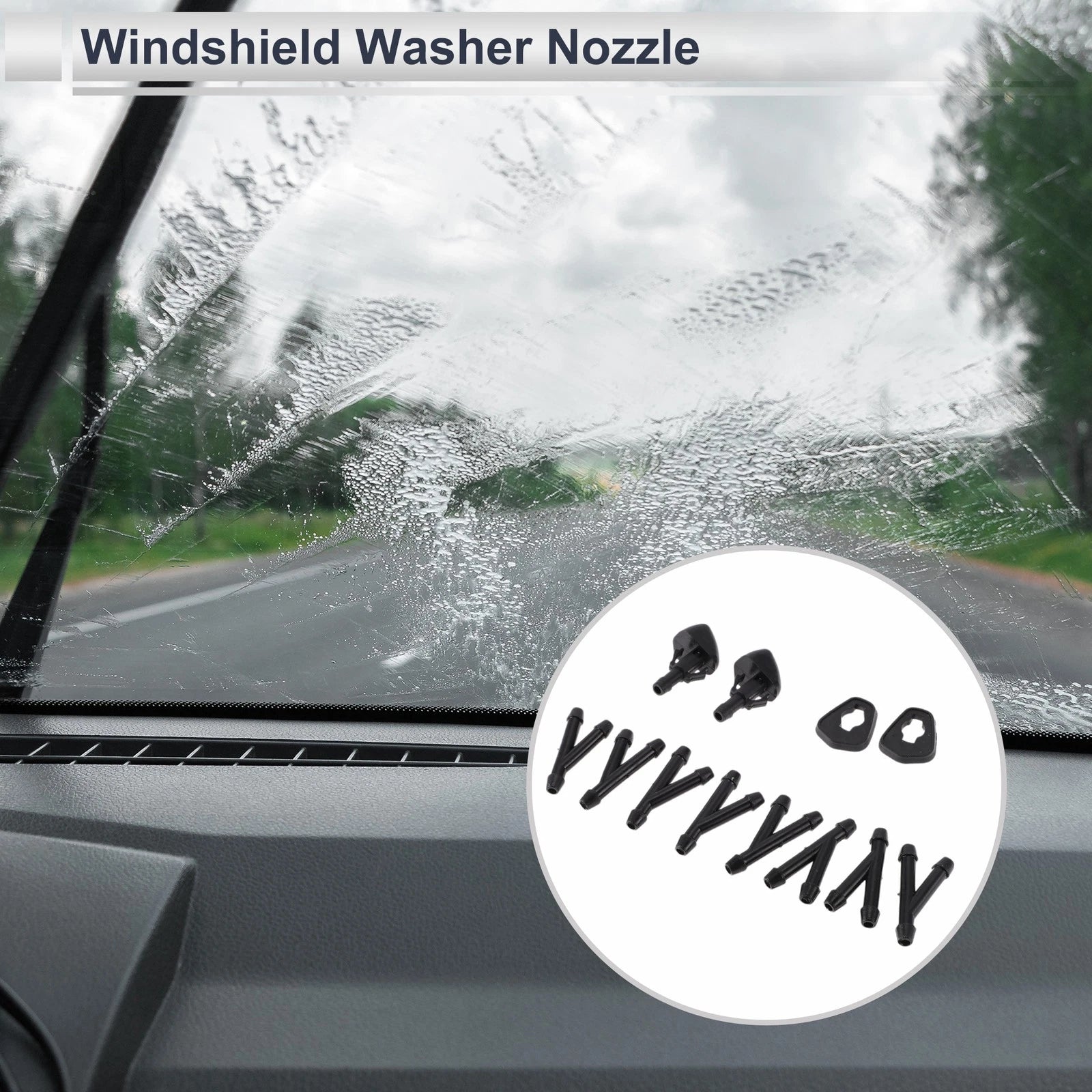 Windshield Washer Nozzle Set of 1 for Suzuki (Black)