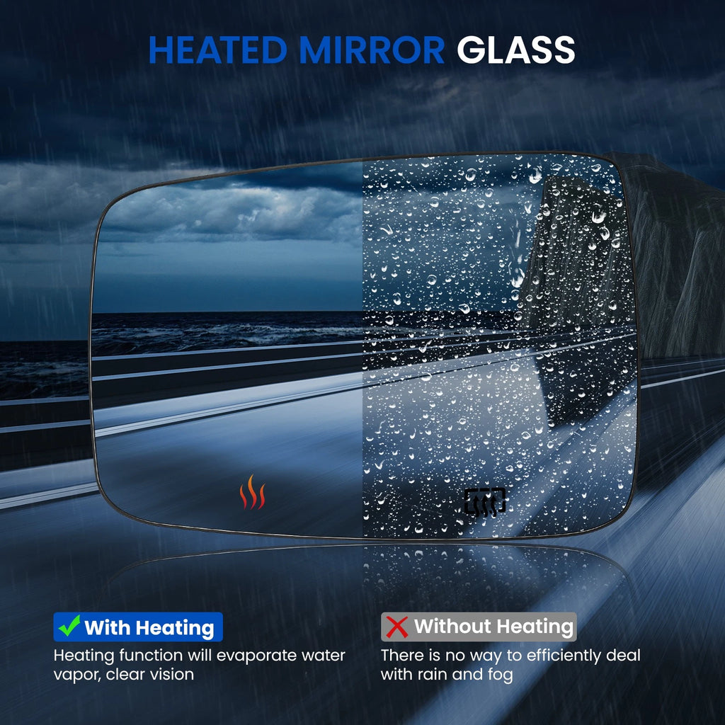 Mirror Glass Set for Dodge Ram 1500 (2009–2018) Power Heated, Rear Left Side