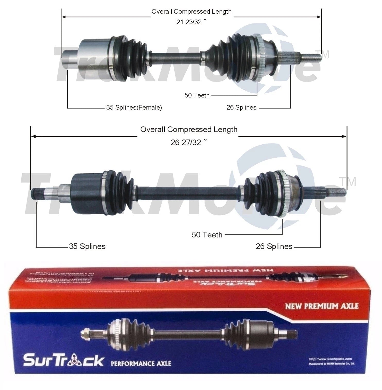Set of 2 Front CV Axle Shafts for Ford Taurus Mercury Sable (1986–2003)