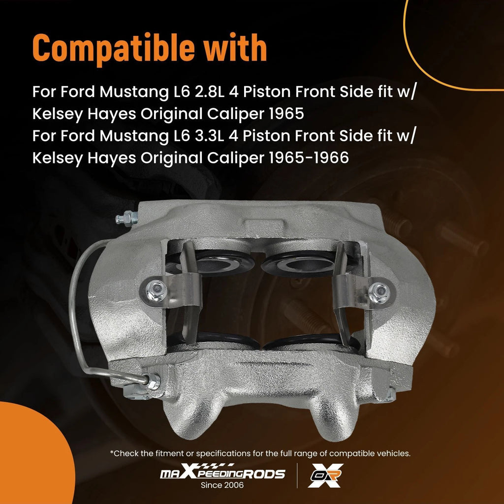 Front Brake Caliper with Hardware for Ford Mustang L6 V8 (1965–1966) 184400 184401