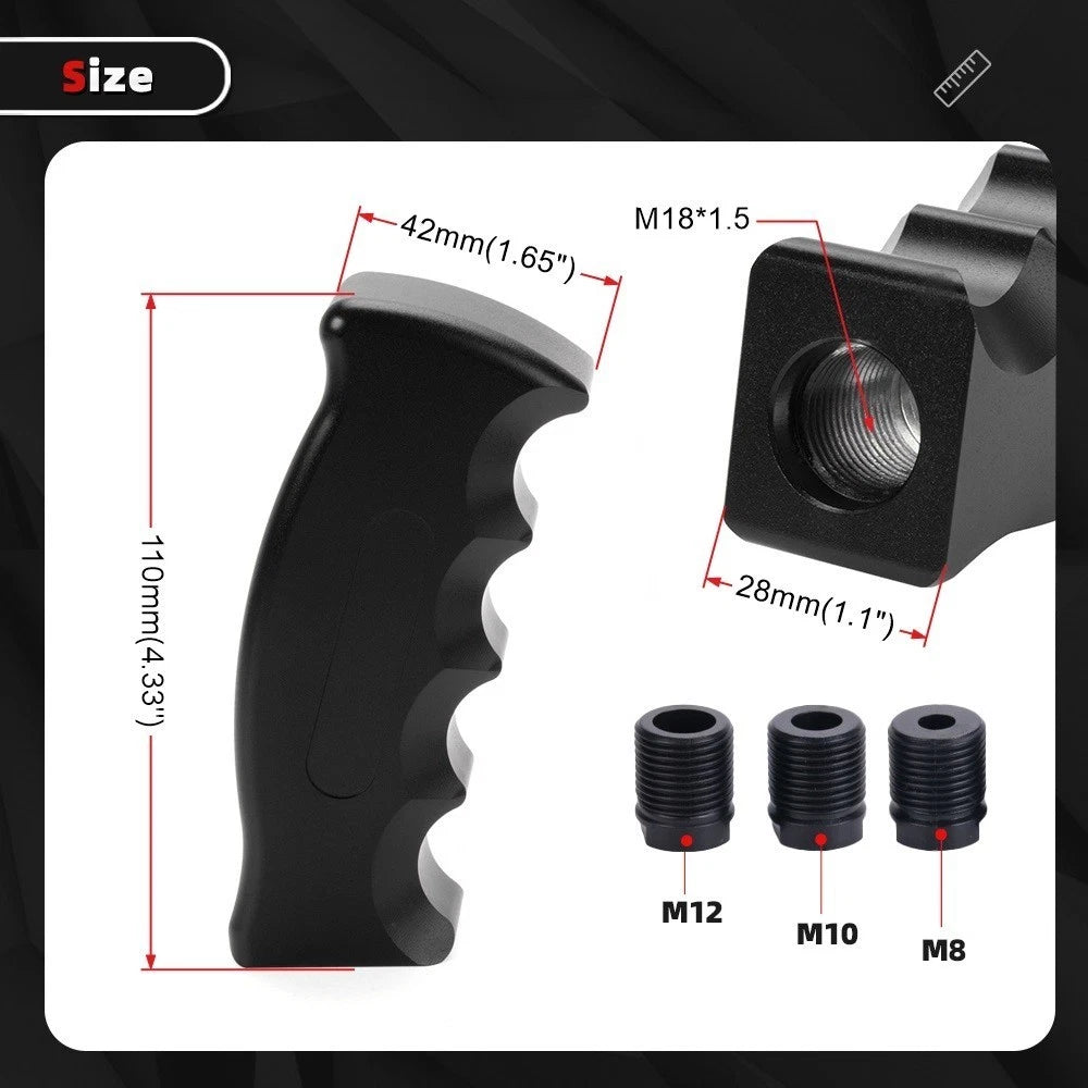 Pistol Grip Shift Knob for Universal Manual MT Gear Stick (Aluminum)