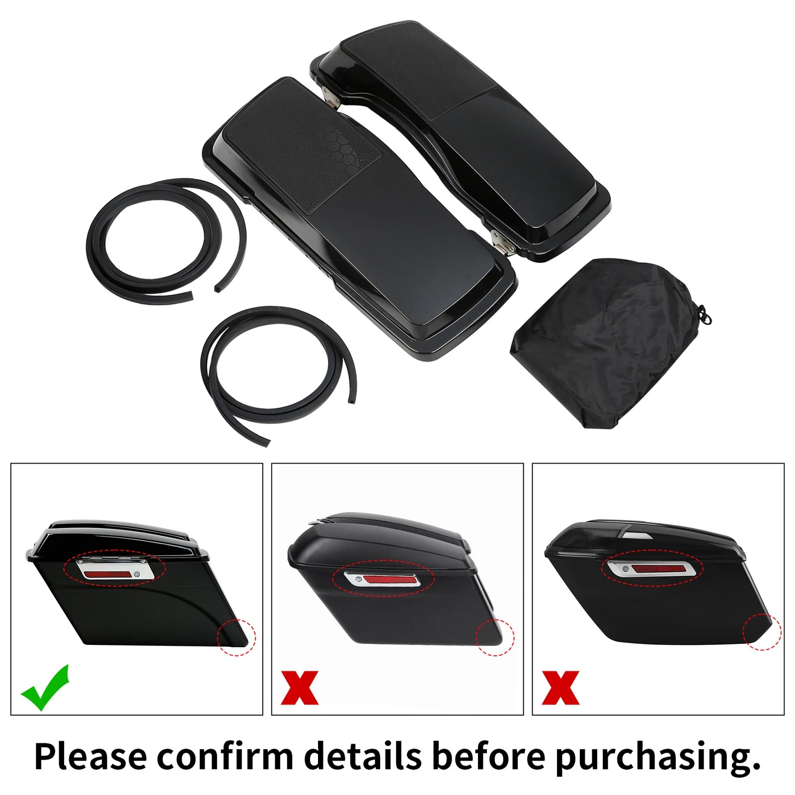 6"x9" Black Saddlebags Speaker Lids for Harley Touring FLH (1993–2013)