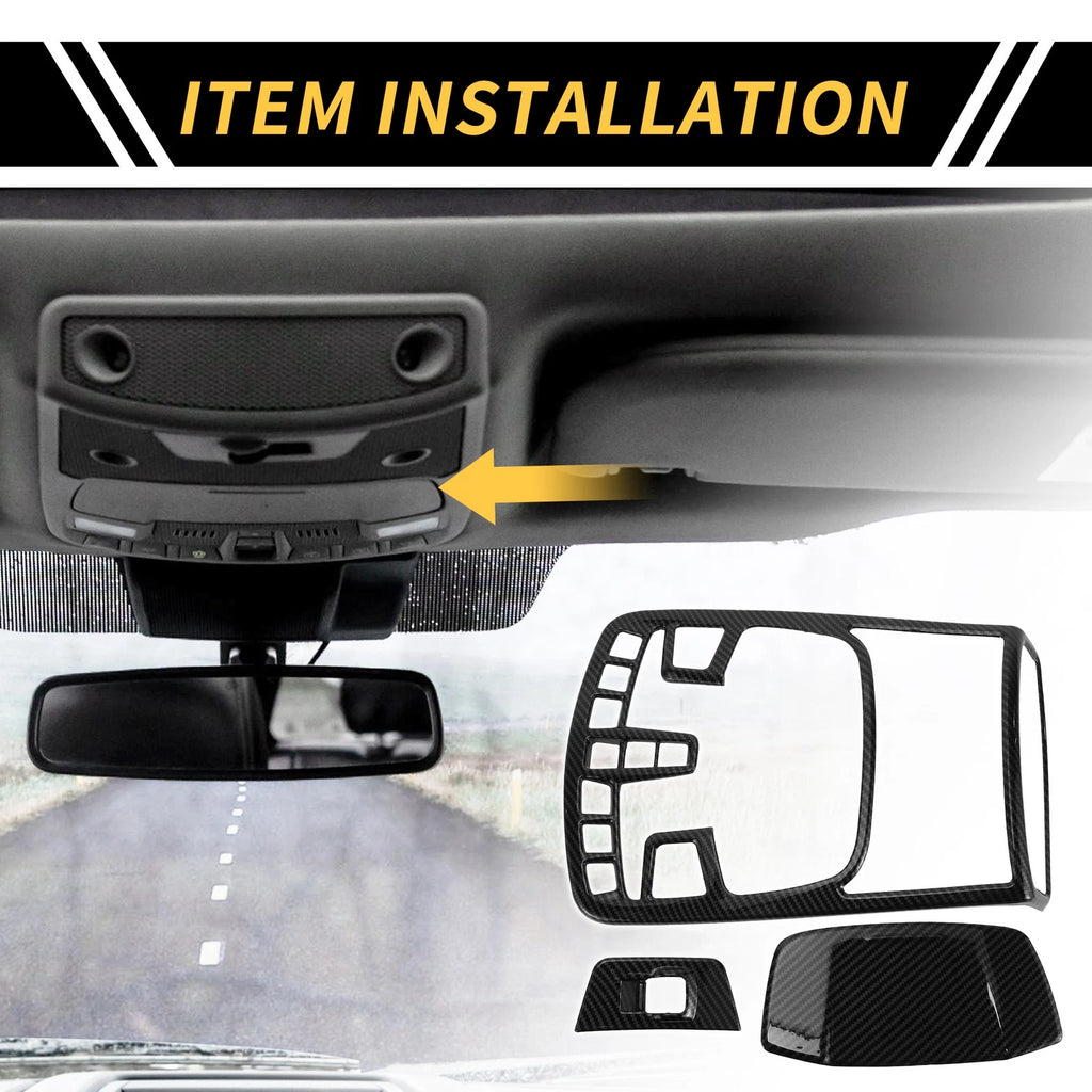 Set of 1 Roof Reading Light Lamp Cover Trim for Ford F-150 (2015–2020) Carbon Fiber Black