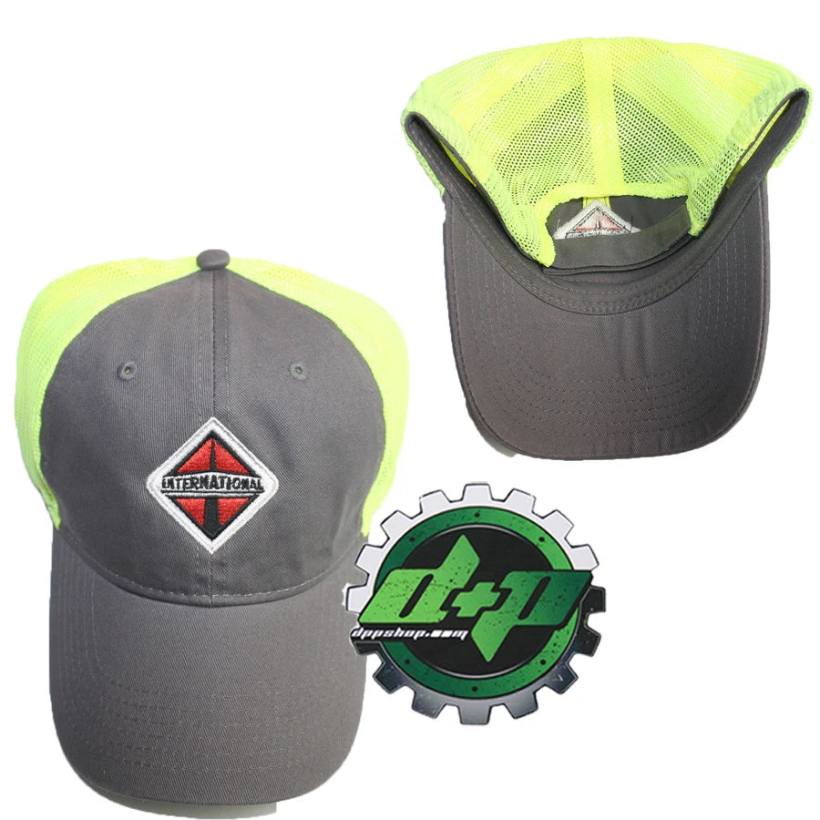 Gray and Yellow Mesh Hat for International Truck (Diesel Gear)