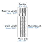 20 Pcs M14x1.5 to M12x1.5 Wheel Studs for Audi 