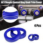 Set of 4 Blue Aluminum Alloy Center Control Ring Knob Covers for Chevrolet Camaro 