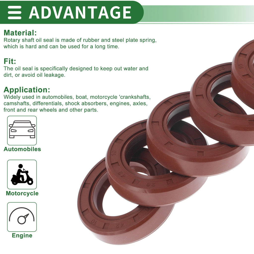 Set of 5 Oil Seal Rotary Shaft Seal FKM Rubber 26x42x10mm