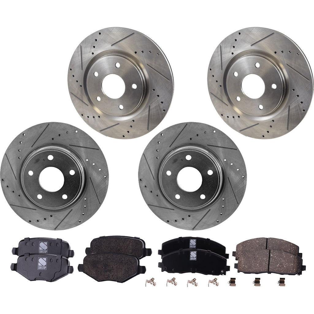 Brake Disc Rotors and Pads Kit for Volkswagen Routan (2013–2014)