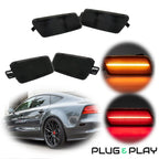 Set of 4 Black Amber & Red LED Side Marker Lights for Audi A7 S7 RS7