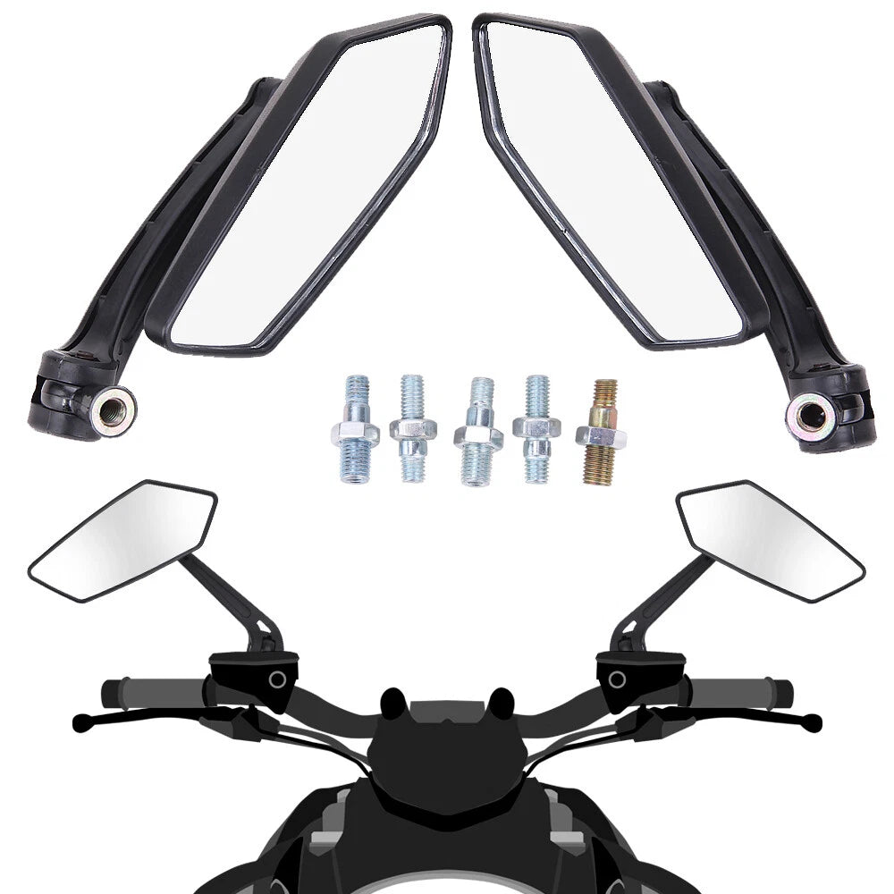 Pair 8mm 10mm Rearview Side Mirrors for Honda Yamaha Suzuki Motorcycle