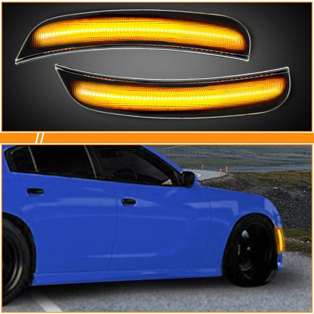 LED Front Bumper Side Marker Light for Dodge Charger (2015–2023) Smoked Amber