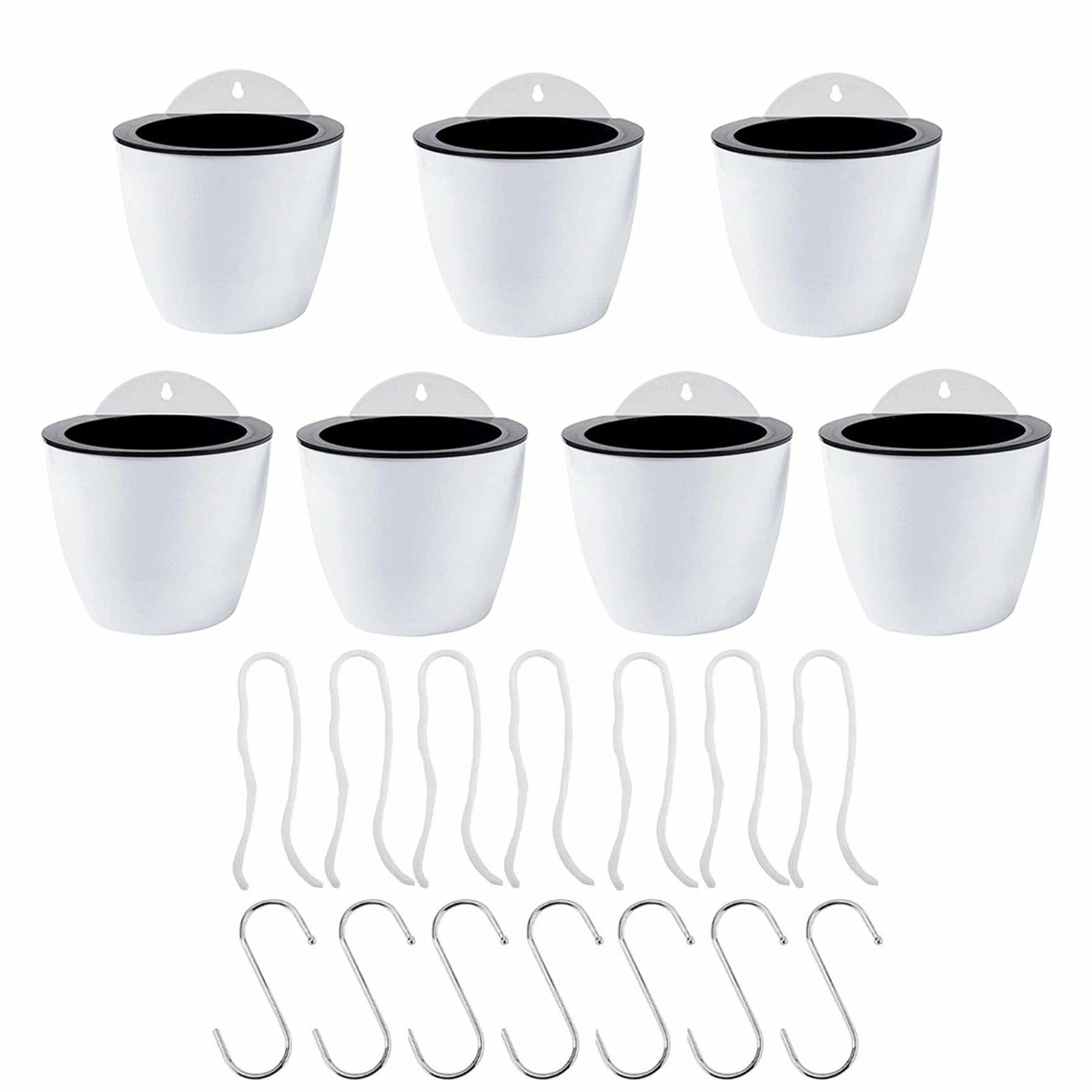 Set of 7 Self-Watering Wall Hanging Flower Pots
