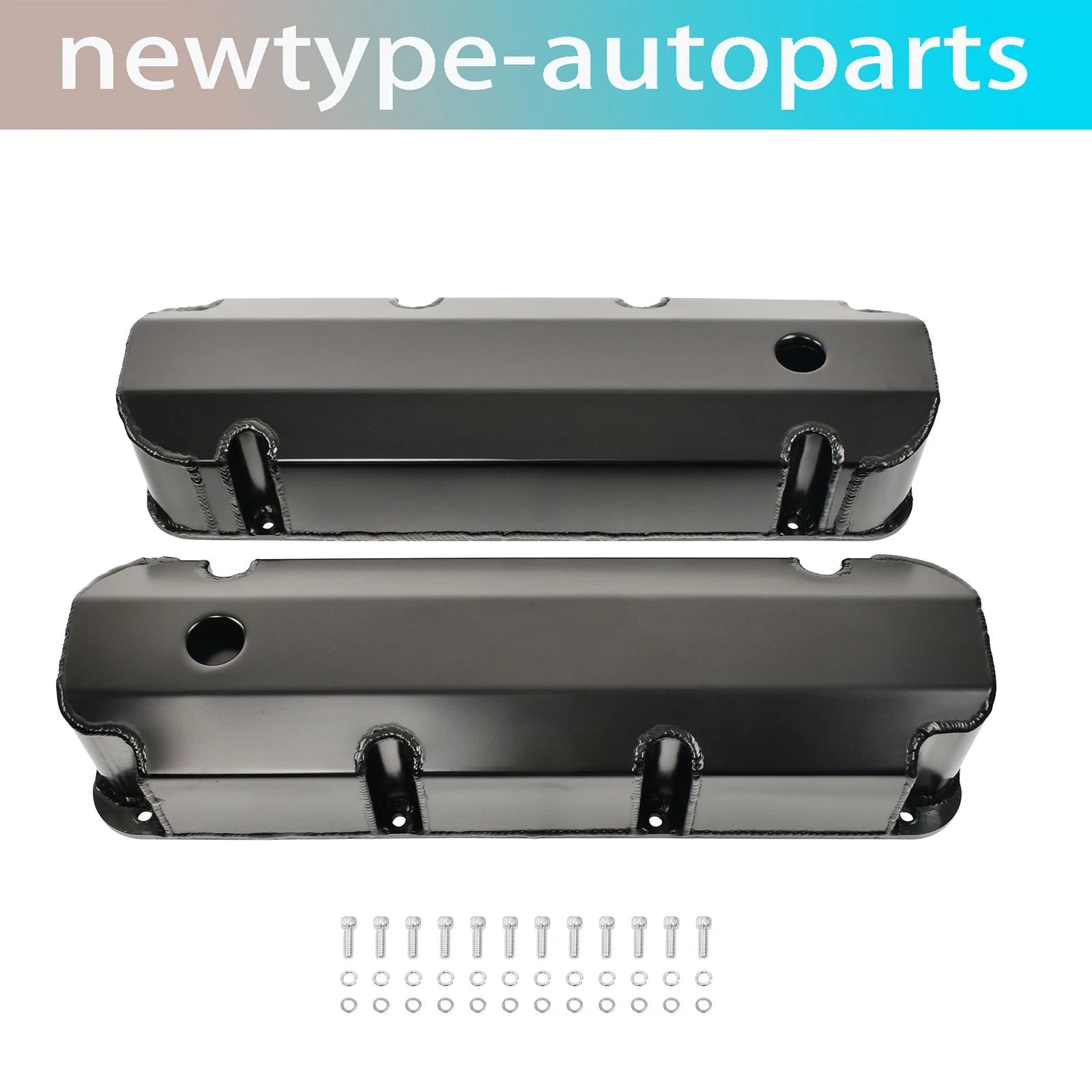 Fabricated Aluminum Valve Covers for Ford 429-460 (W/ Hole, Black) E41363BC