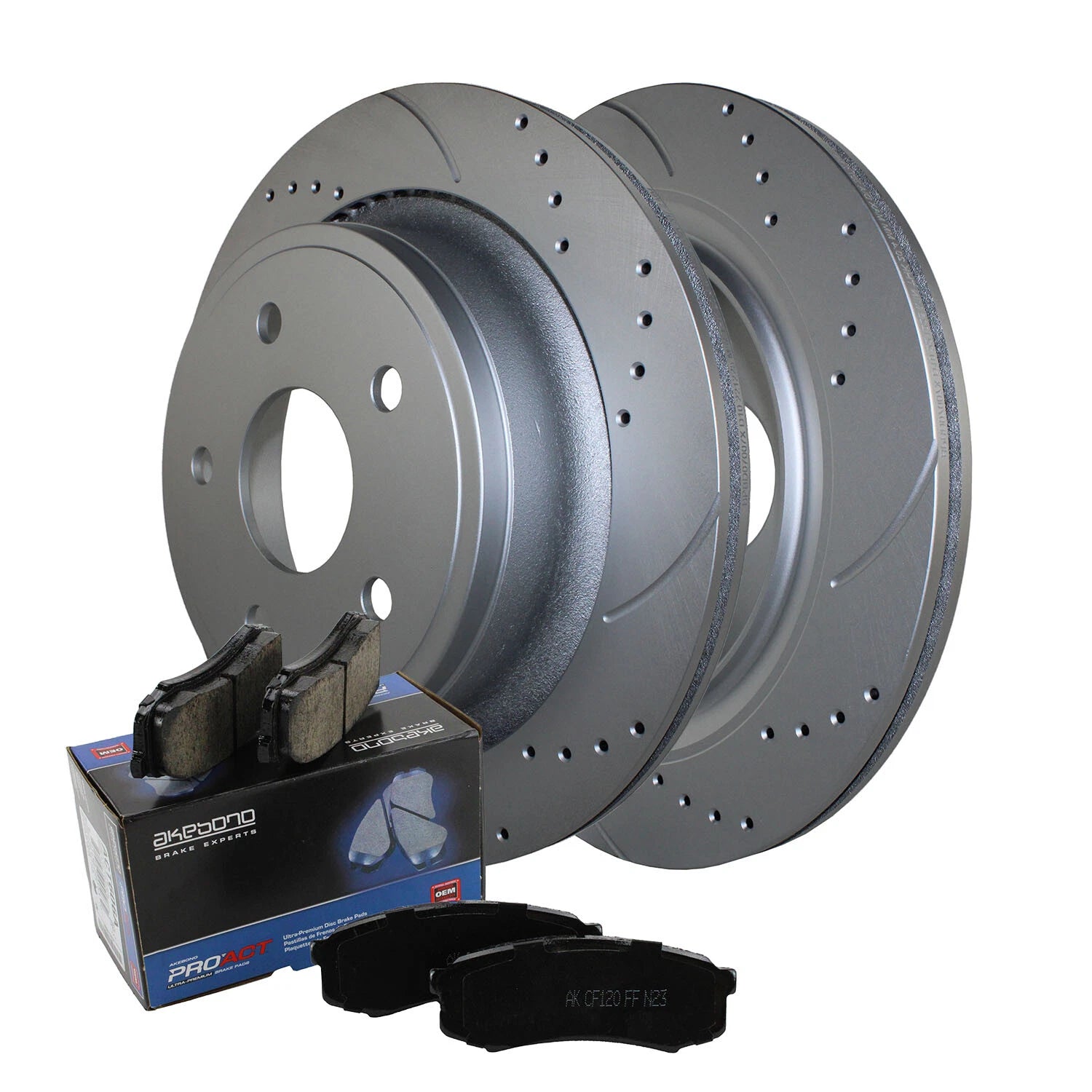 Rear Brake Kit 352mm Drilled Disc Rotors & Akebono ProACT Pads for Dodge