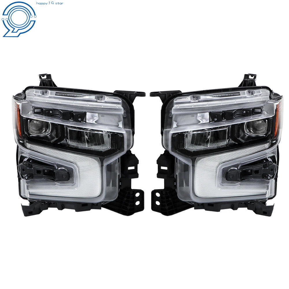 Headlight for Chevy Silverado 1500 (2022–2024) Black LED DRL Lens