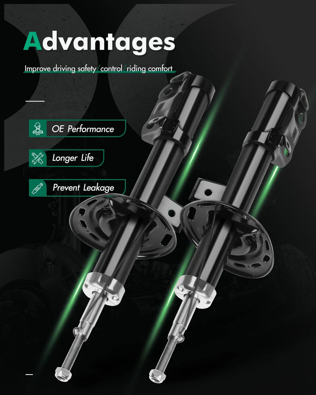 Pair of Front Bare Shocks Struts for Honda Fit (2007–2008)