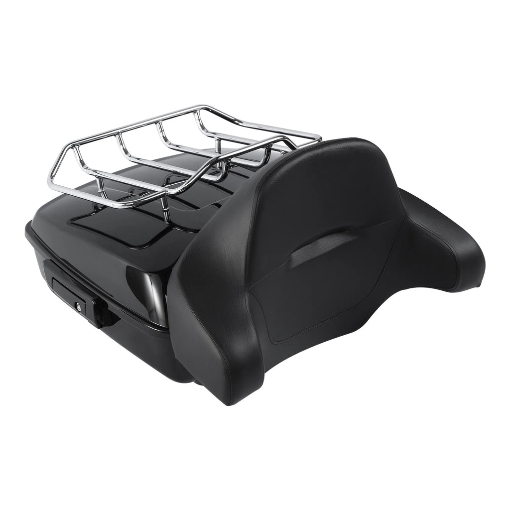 2-Up Chopped Trunk Backrest Pad Rack for Harley Fat Boy (2008–2017)