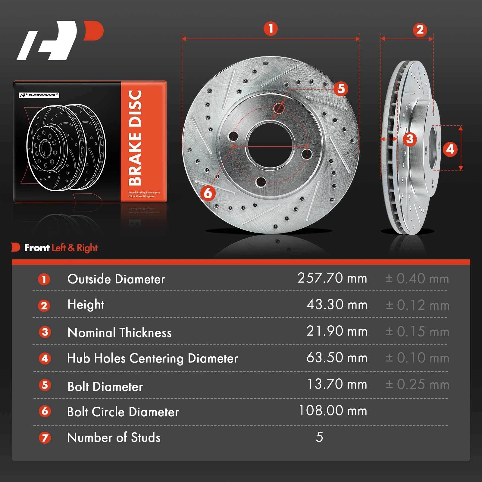 Front Side Drilled Brake Rotors for Ford Focus (2000–2004)