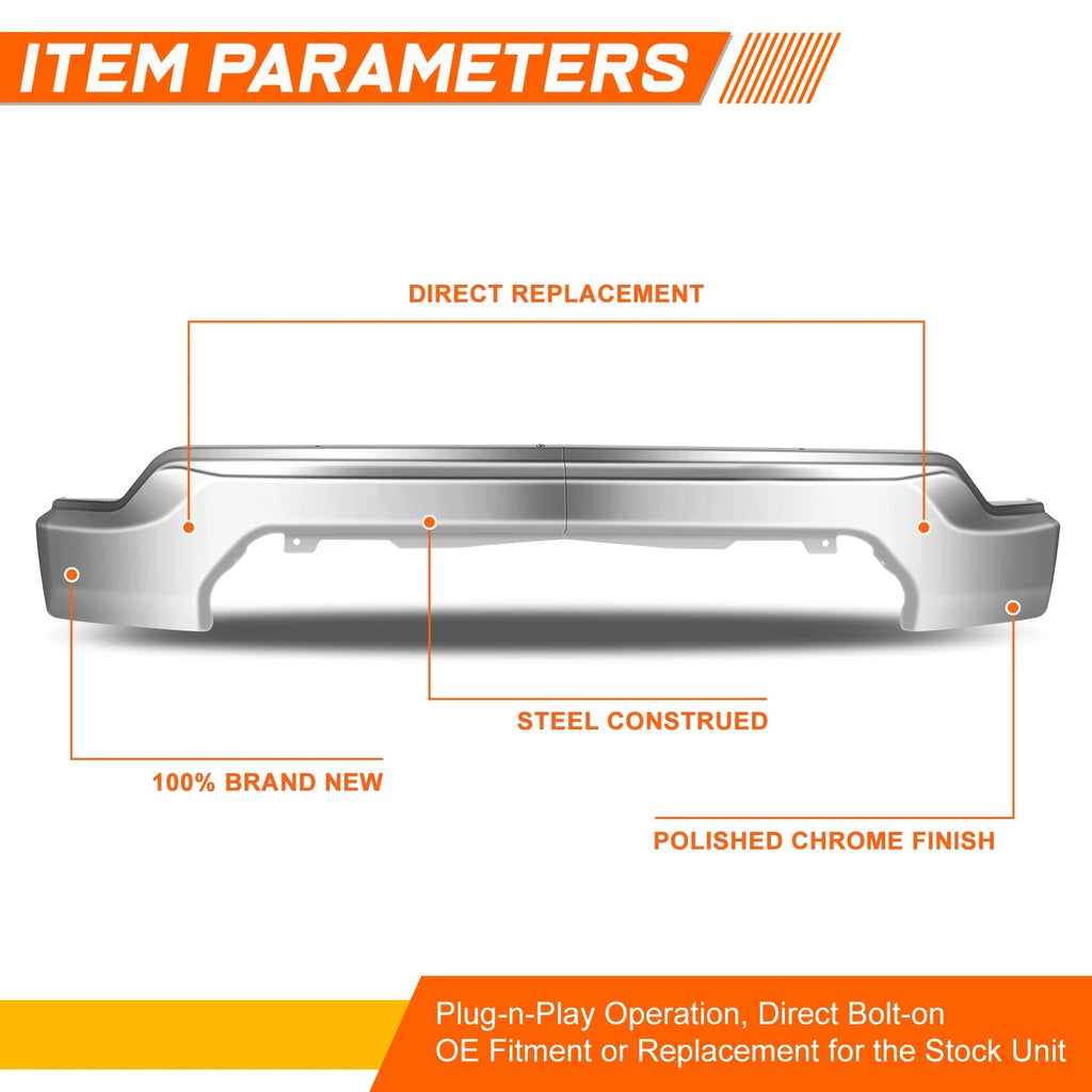 Front Bumper Face Bar for GMC Sierra 1500 LTD (2019–2022) Chrome