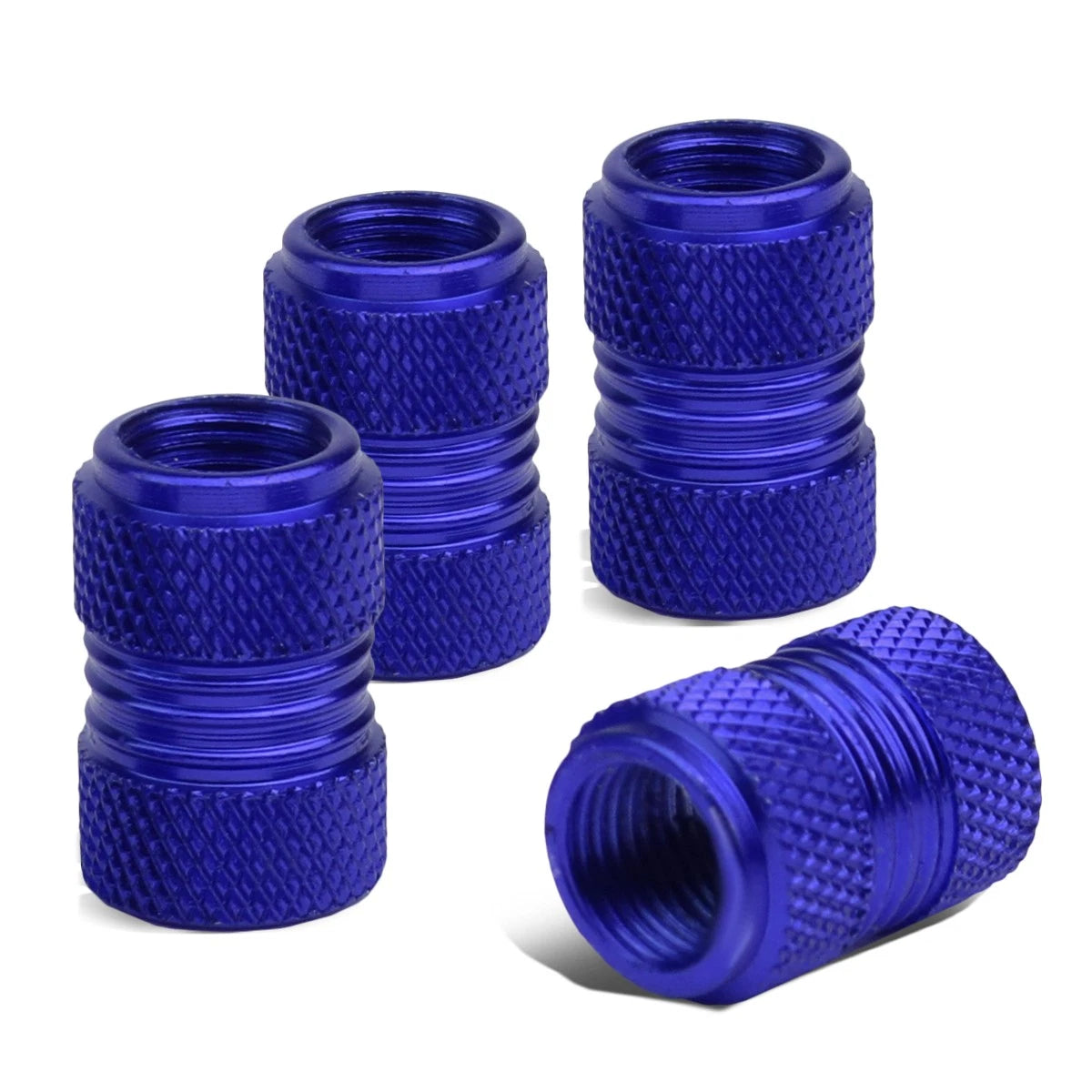 Set of 4 17MM Blue Universal Tire Rim Valve Stem Caps Knurled