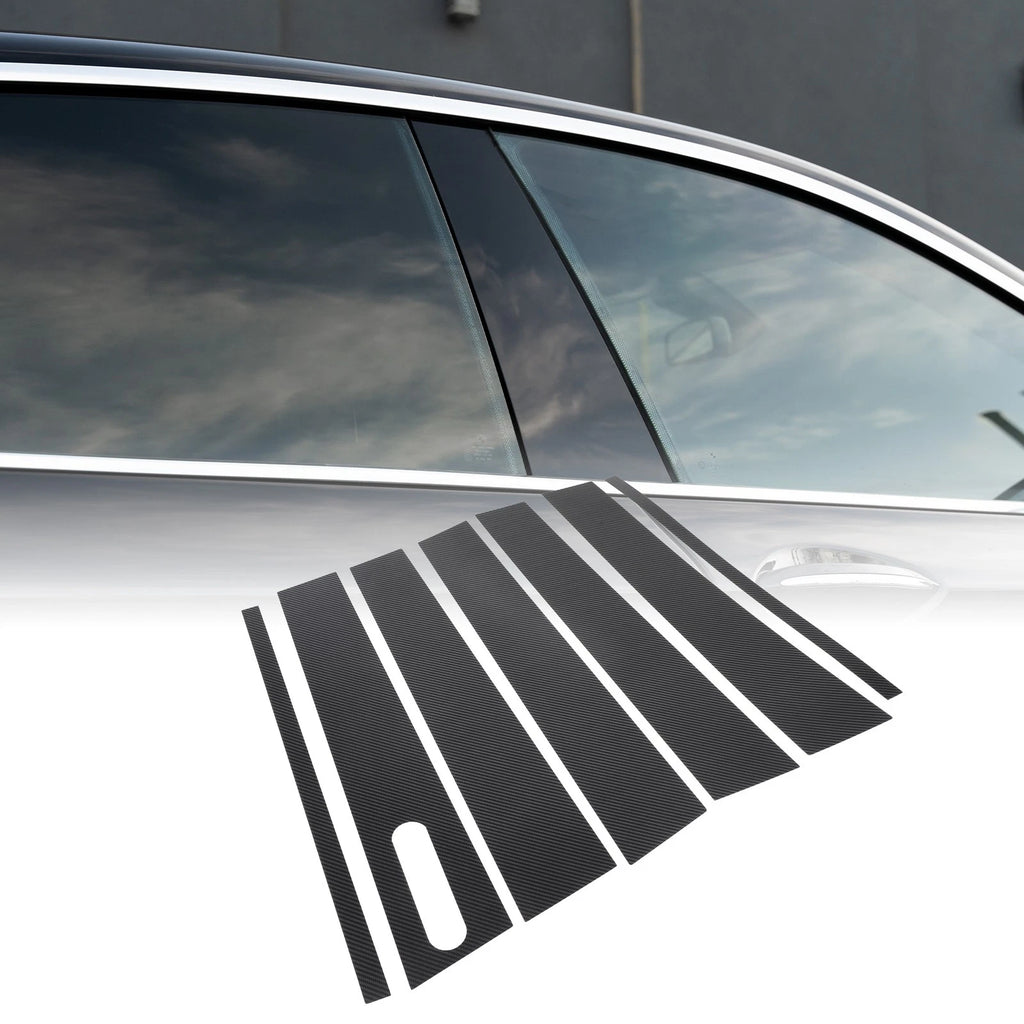 7pcs Car Pillar Window Trim Cover for Ford Explorer (2002–2010) Black Carbon Fiber