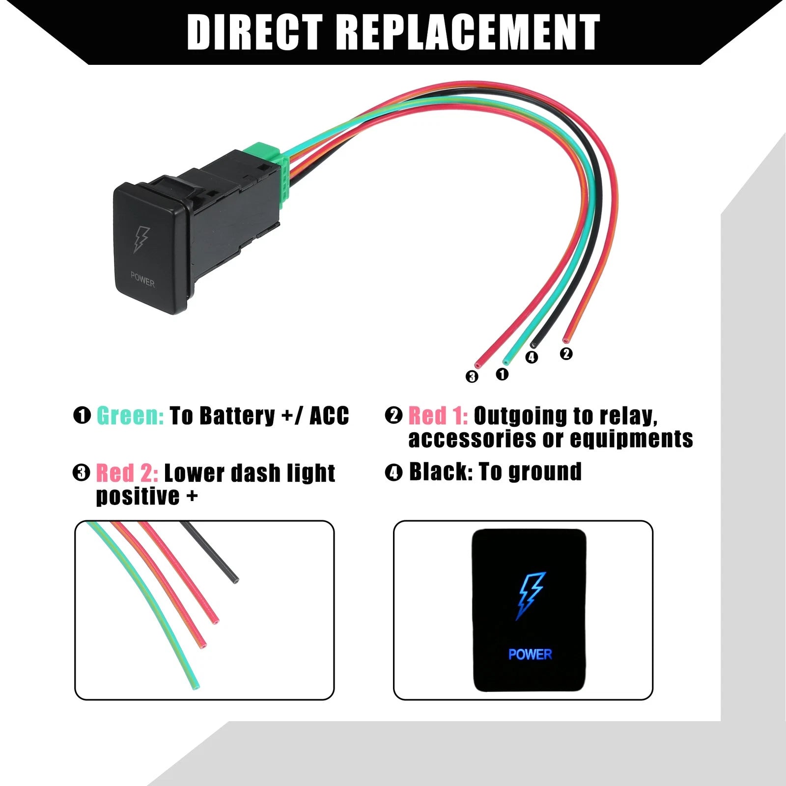 Set of 1 Power Push Button Switch for Toyota Landcruiser 4Runner RAV4 