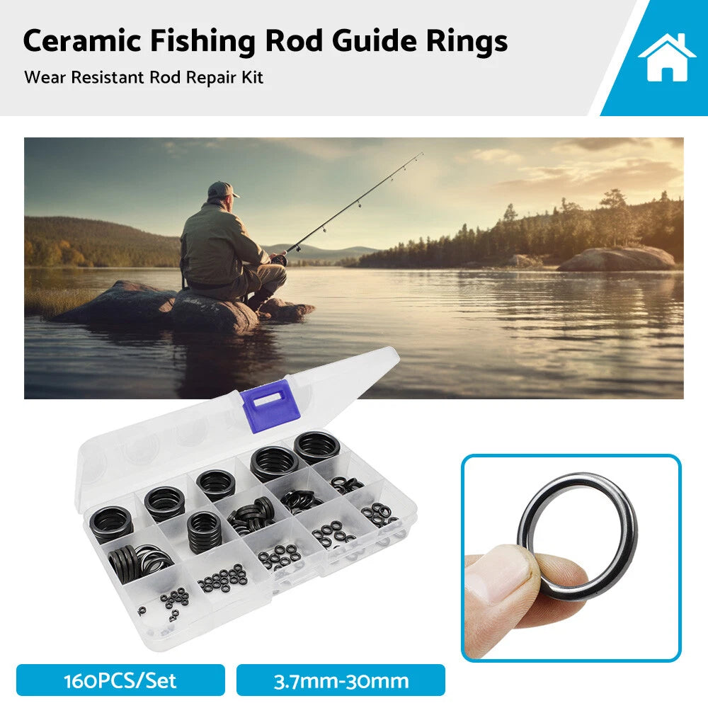Ceramic Fishing Rod Guide Rings Set of 160 (3.7-30mm)