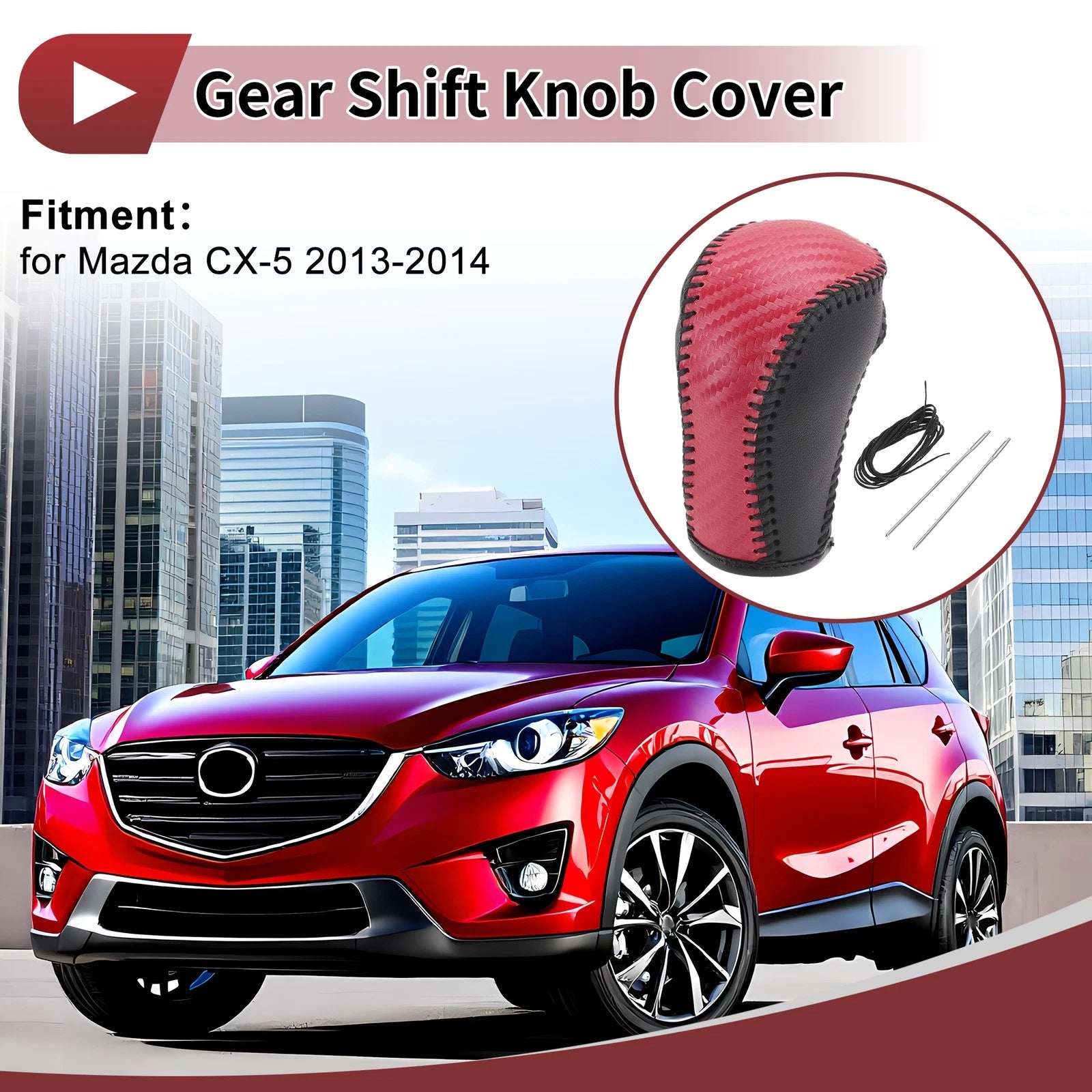 1 Pc Gear Shift Knob Cover for Mazda CX-5 (2013–2014) Faux Leather