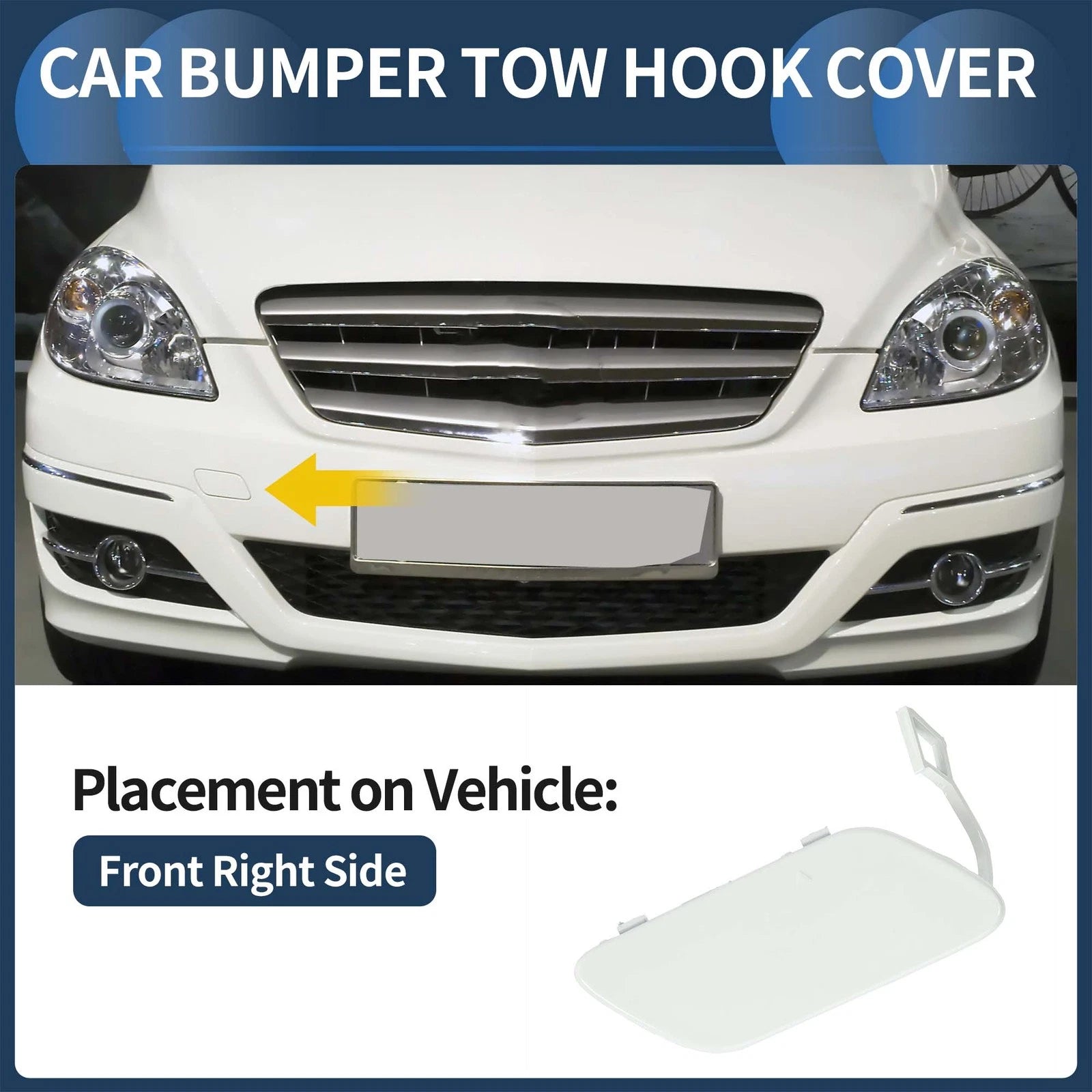 Front Bumper Tow Hook Cover for Mercedes-Benz B-Class (2005–2012) No.A1698851522 Cloud White