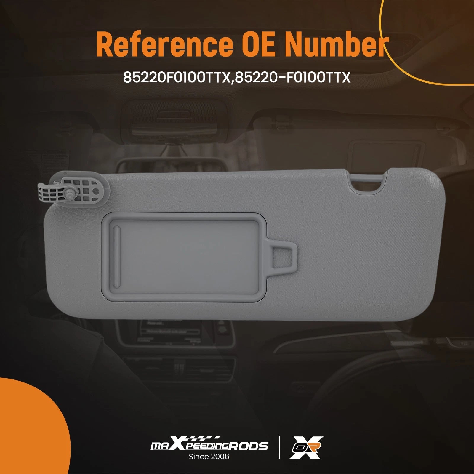Left Gray Plastic Sun Visor for Hyundai Elantra AD (2016–2019) 85220-F0100TTX