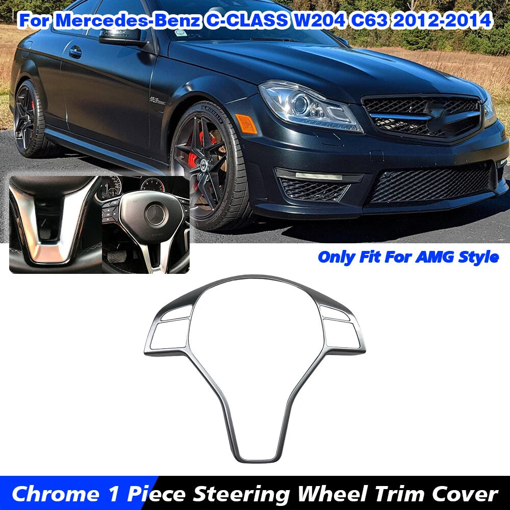 Chrome Steering Wheel Trim Cover for Mercedes Benz C-Class E-Class CLA-Class AMG