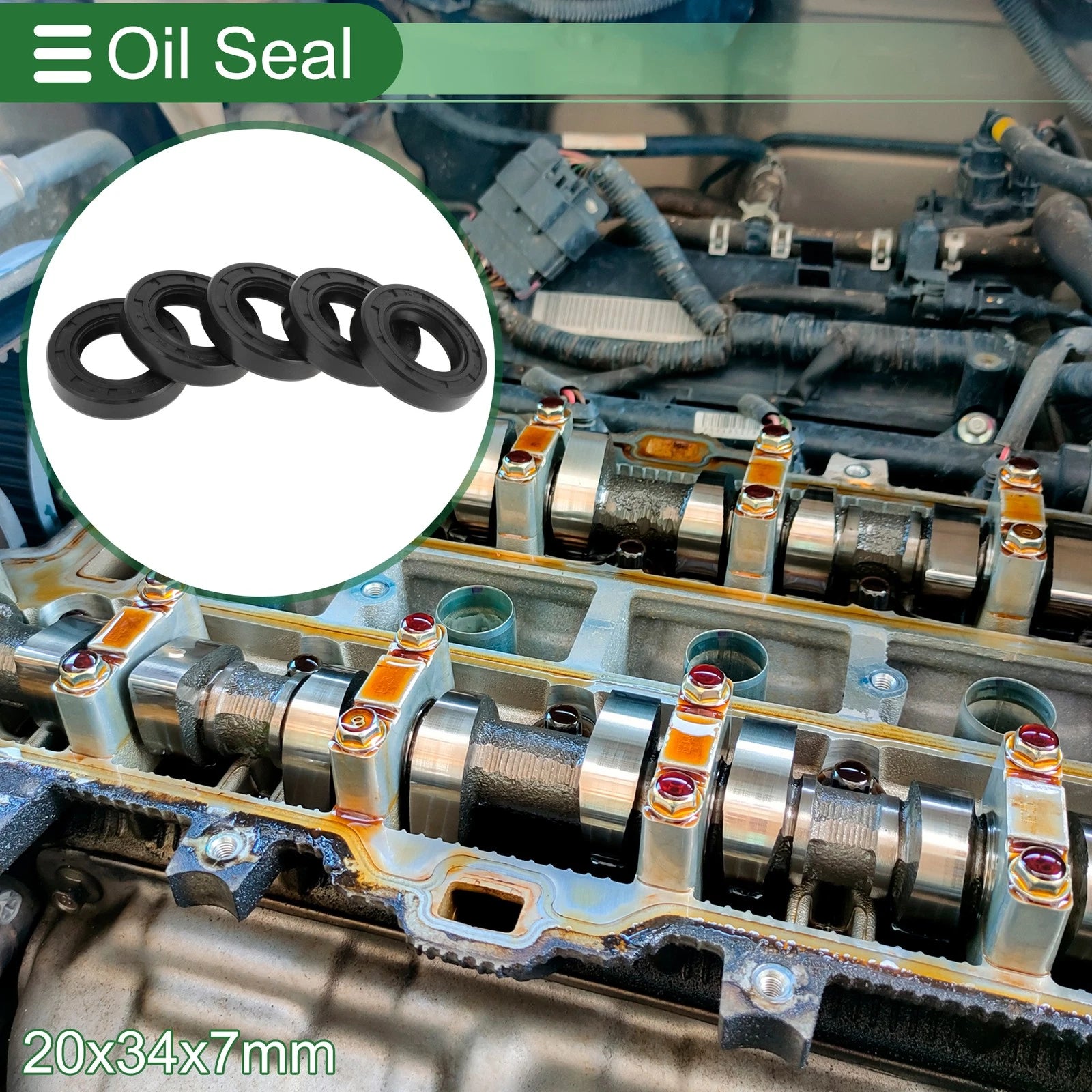 Set of 5 Oil Seal Rotary Shaft Seal NBR Rubber 20x34x7mm