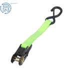 Set of 4 1" x 15' Tie Downs 2200lbs Ratchet Straps with S Hook Green