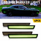 Front Rear LED Bumper Side Marker Lights Smoked for Dodge Challenger (2015–2023)