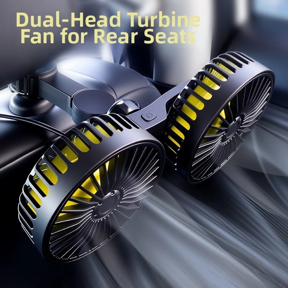 Dual Head USB Fan for Backseat Use (360 Degree Rotation, 3 Speed)