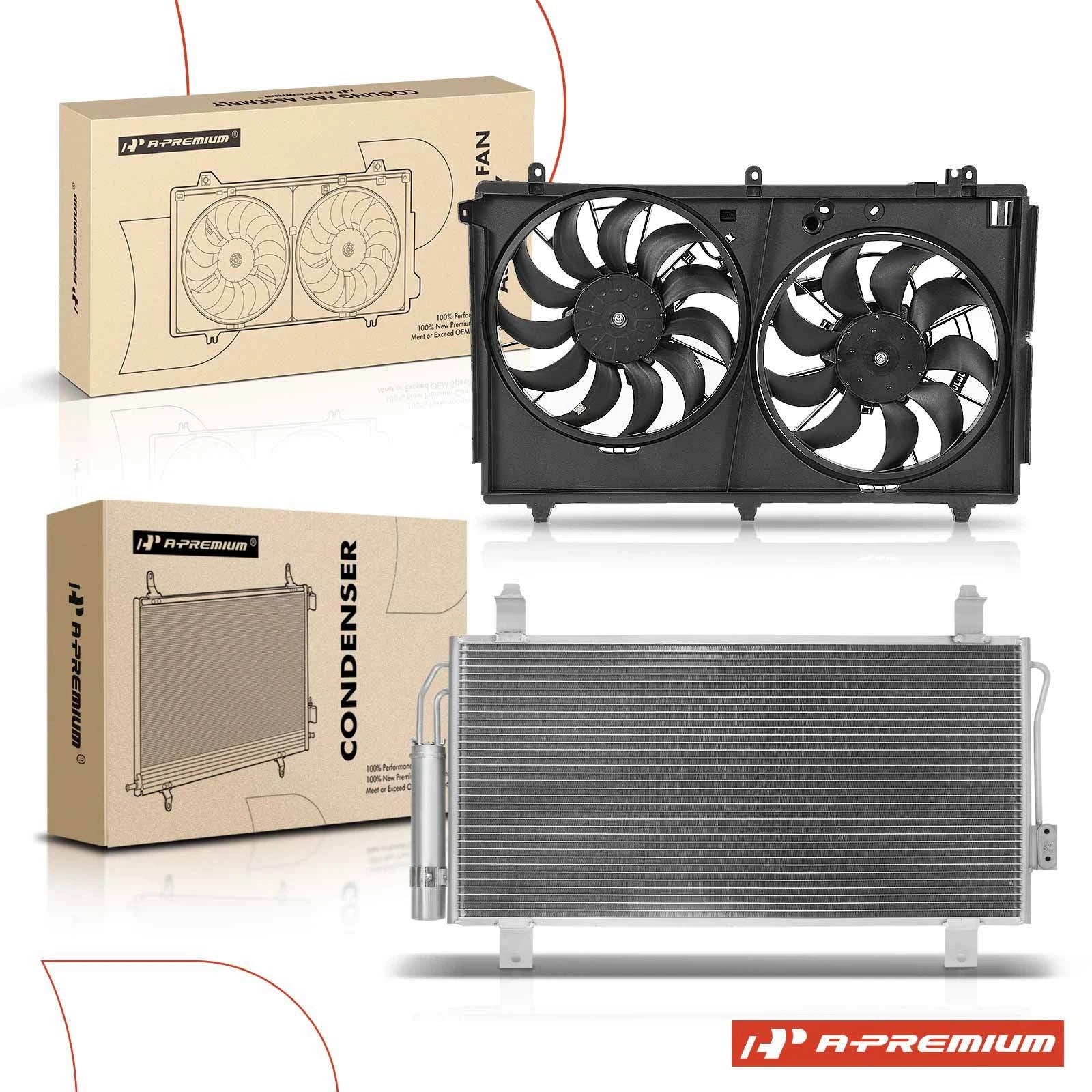 AC condenser and cooling fan assembly kit for Mitsubishi Outlander (2003–2023)