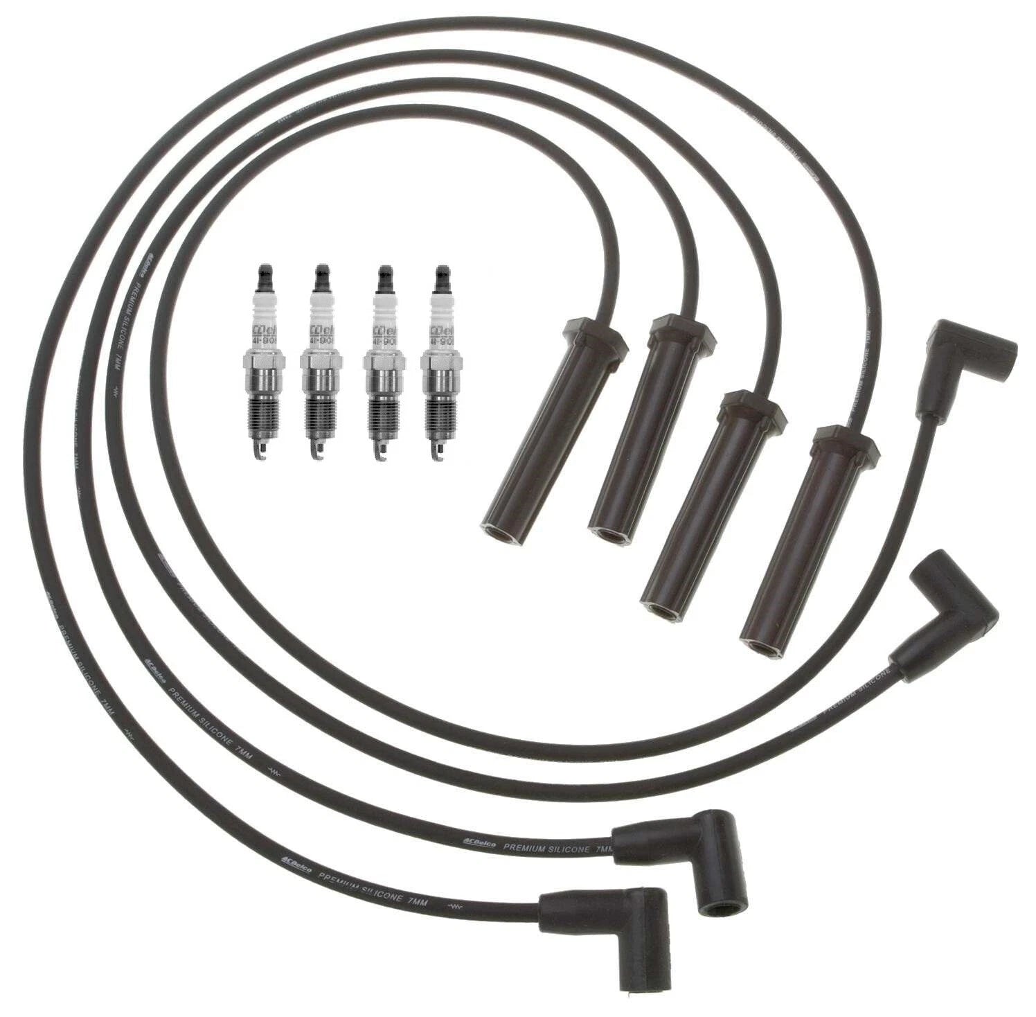 Set of 4 ACDelco Spark Plugs & Ignition Wire Set for Chevy 2.2 L4