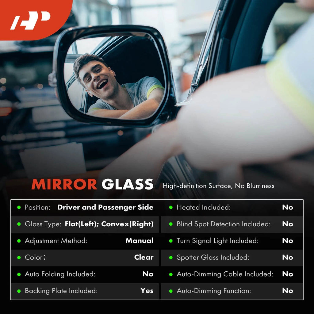 Pair Manual Mirror Glass for Mitsubishi Mirage (2014–2015, 2017–2023)