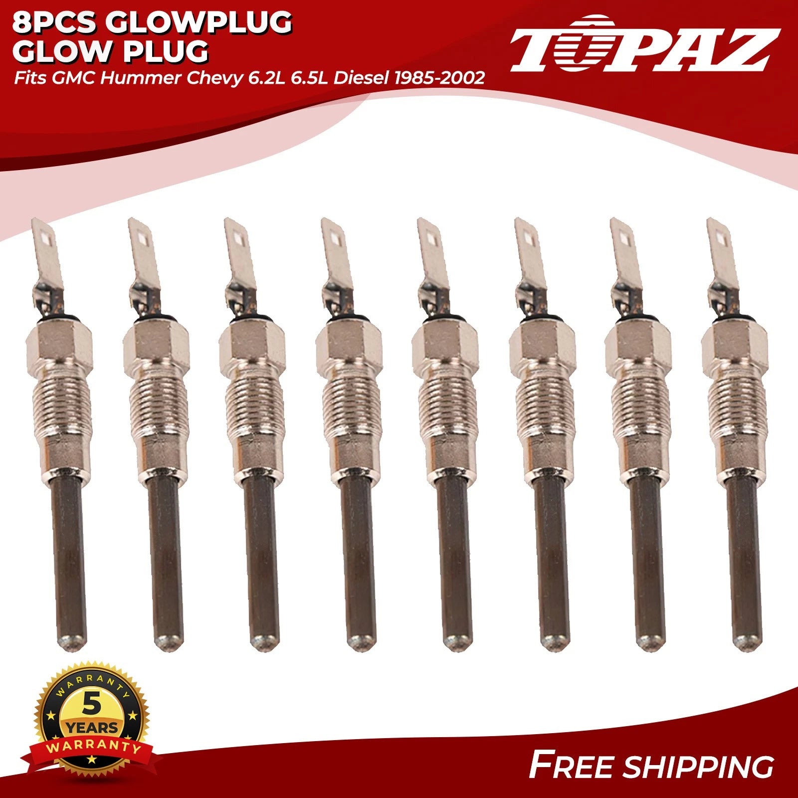 Set of 8 Glow Plugs for GMC Hummer Chevy 6.2L 6.5L Diesel (1985–2002)