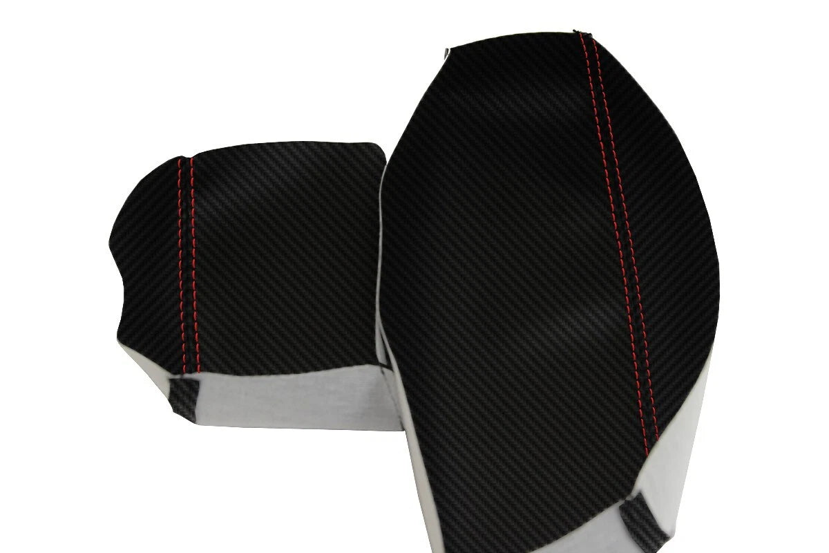 Carbon Fiber Console Lid Armrest Cover for Audi Q7 (2007–2015) Red Stitch