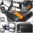 Pair Powered Amber LED Turn Signal Side Towing Mirror for Chevy GMC C/K (1988–2002)
