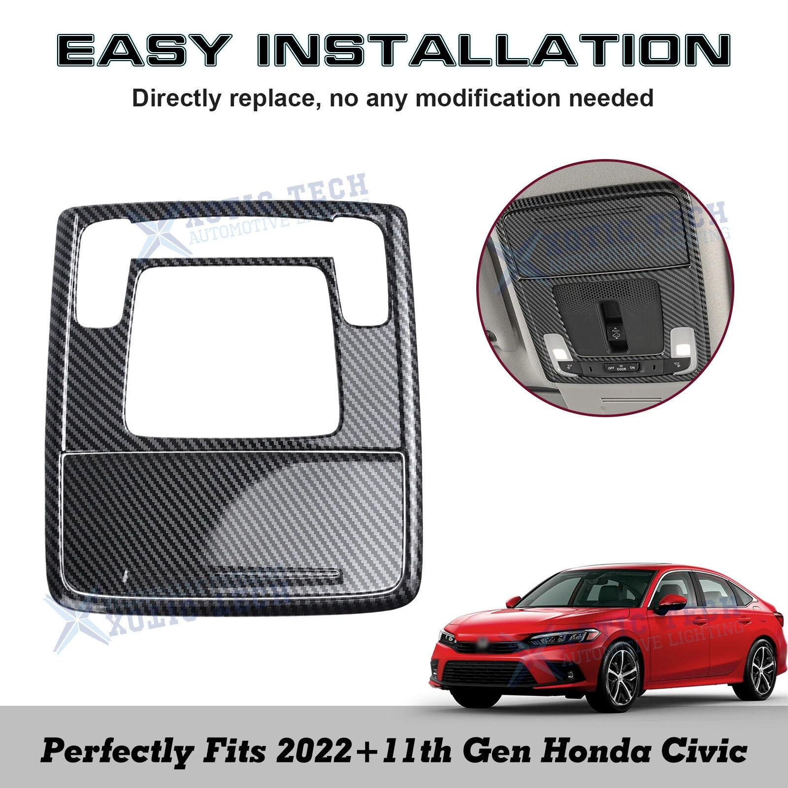 Carbon Fiber Pattern Reading Light Cover Trim for Honda Civic 2022-2025