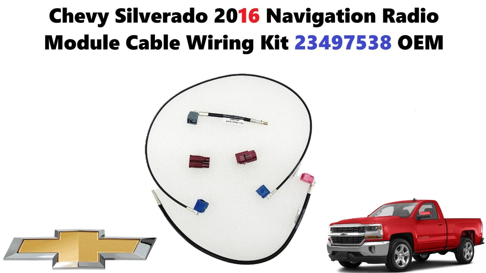 Navigation Radio Module Cable Wiring Kit for Chevy Silverado (2016) 23497538