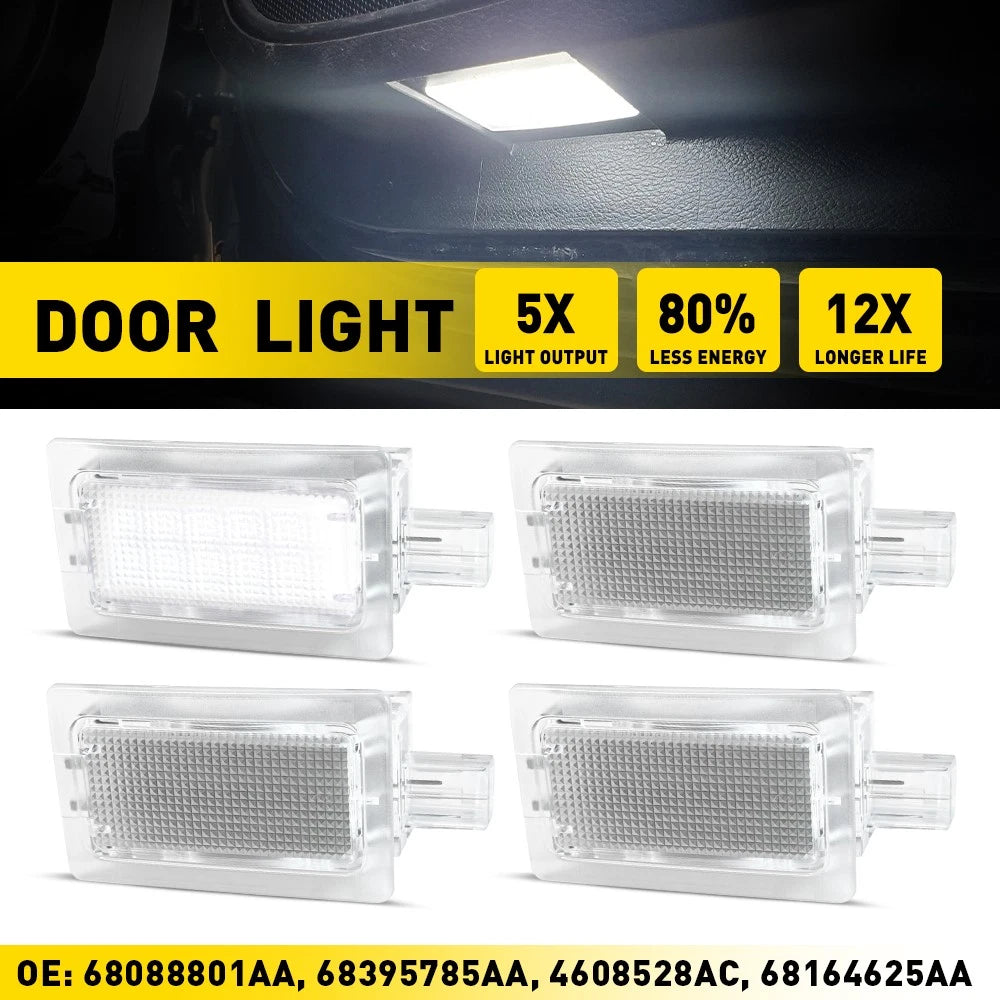 White LED Door Footwell Lights for Dodge Charger Challenger Chrysler 300 (2006–2023)