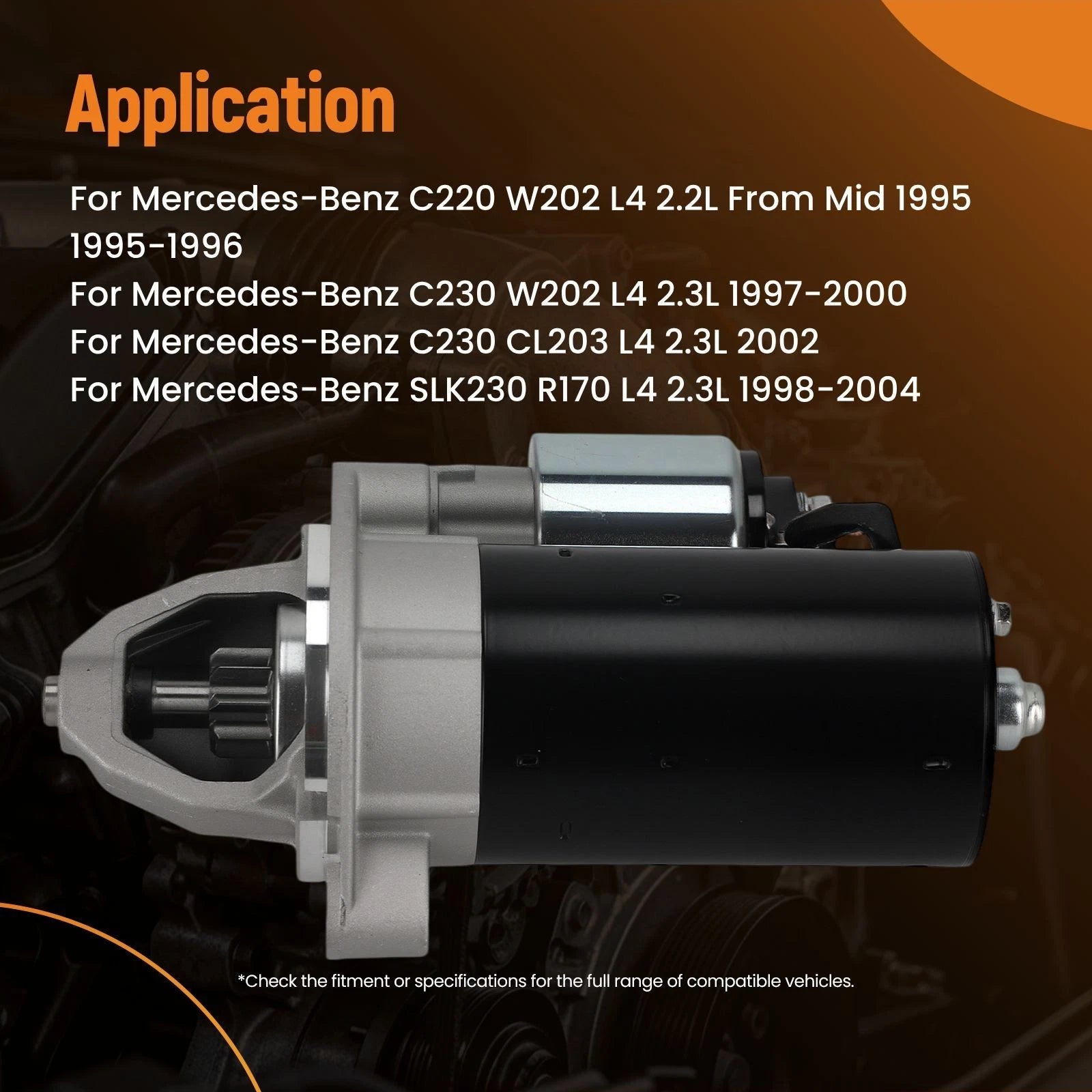 Starter Motor for Mercedes-Benz SLK230 (1998–2004) 12V 1.2KW